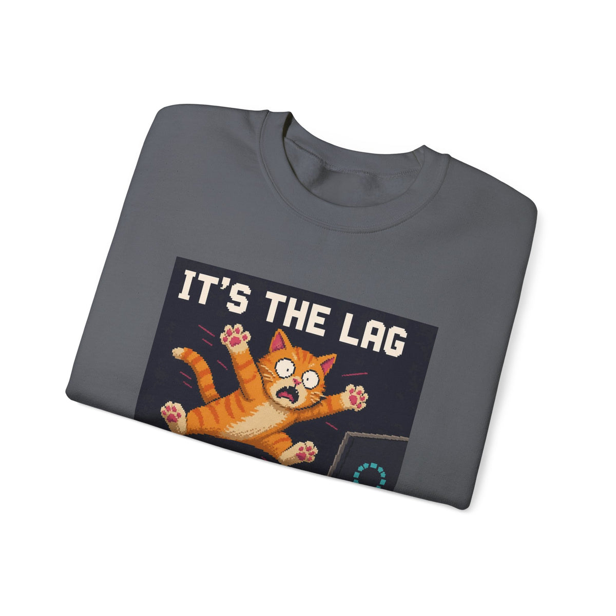 It'S The Lag Gaming Cat Crewneck Sweatshirt — Wear8bit — supplier digital product render, angle 7