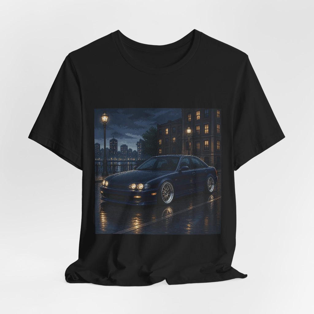 Rainline Sport Pixel Art Tee — 90s Night Drive — original Wear8bit pixel-art product design, product image 5, digital mockup