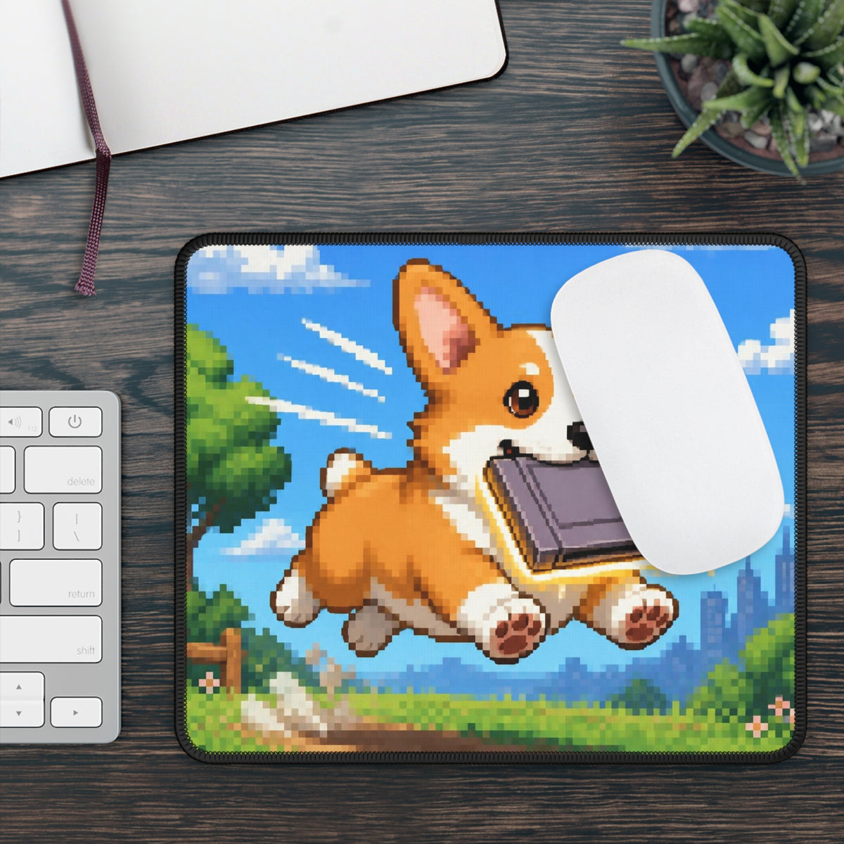 Corgi Cartridge Mousepad — original Wear8bit pixel-art product design, product image 4, digital mockup