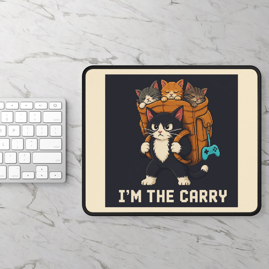 I'M The Carry Gaming Cat Gaming Mousepad — Wear8bit — supplier digital product render, angle 2