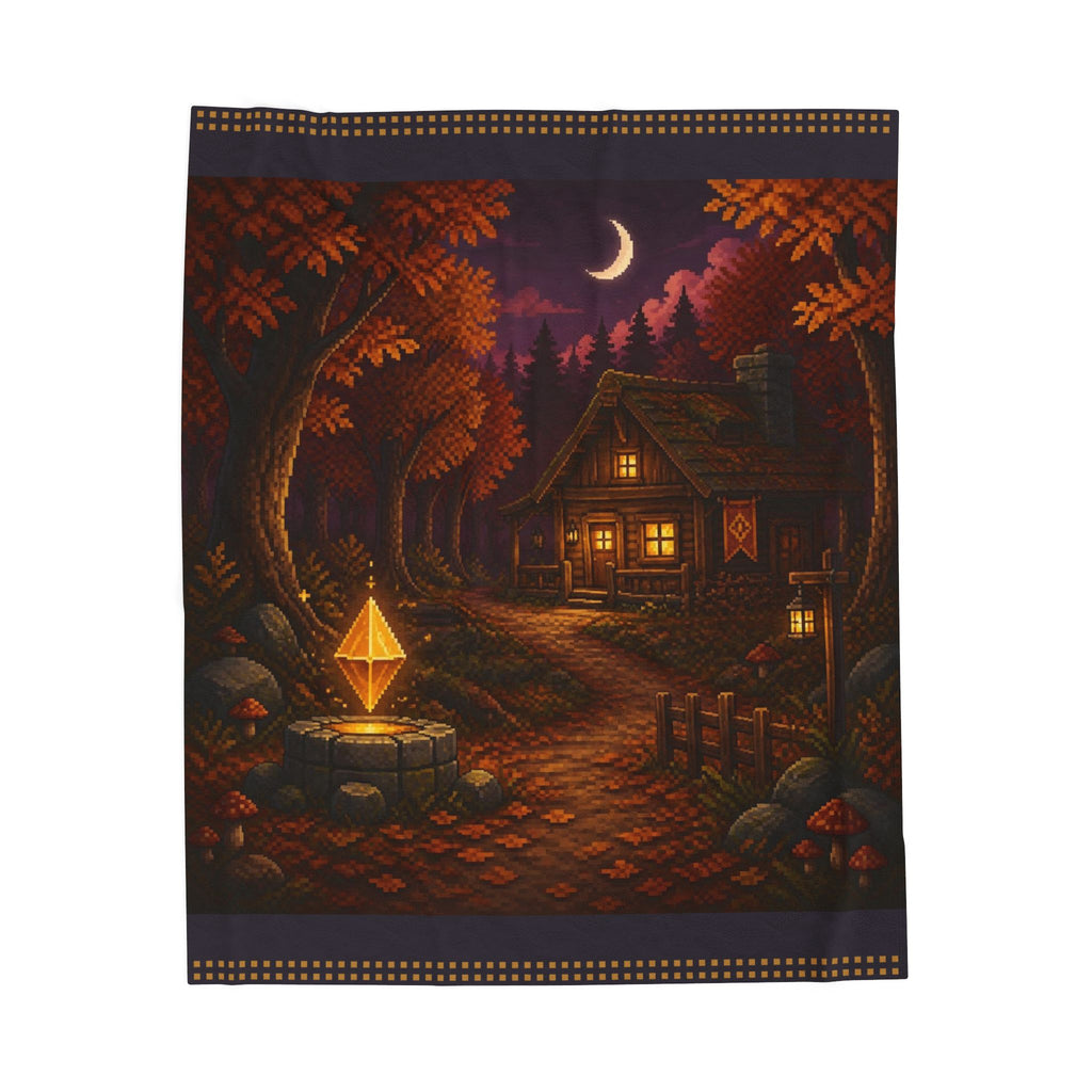 Amber Save Point Pixel Art Plush Blanket — Fall & Cozy — original Wear8bit pixel-art product design, product image 2, digital mockup