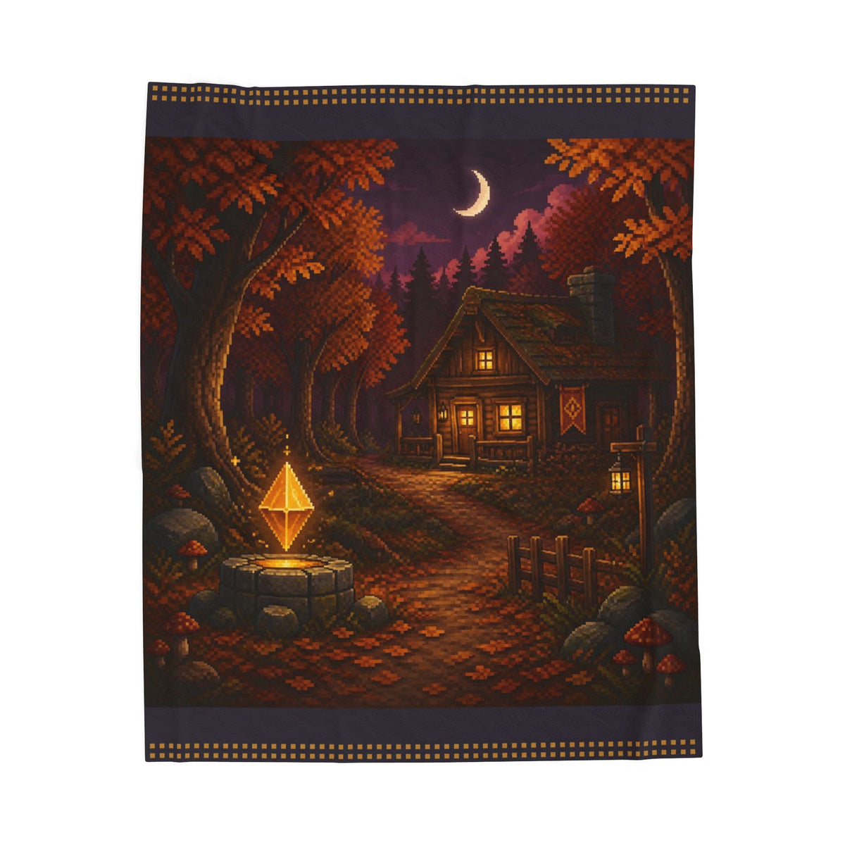 Amber Save Point Pixel Art Plush Blanket — Fall & Cozy — original Wear8bit pixel-art product design, product image 2, digital mockup