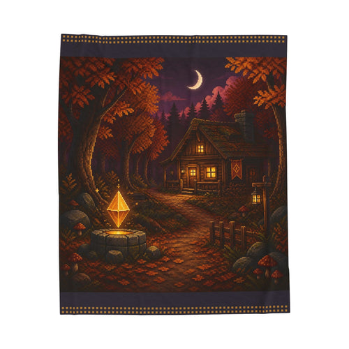 Amber Save Point Pixel Art Plush Blanket — Fall & Cozy — original Wear8bit pixel-art product design, product image 2, digital mockup