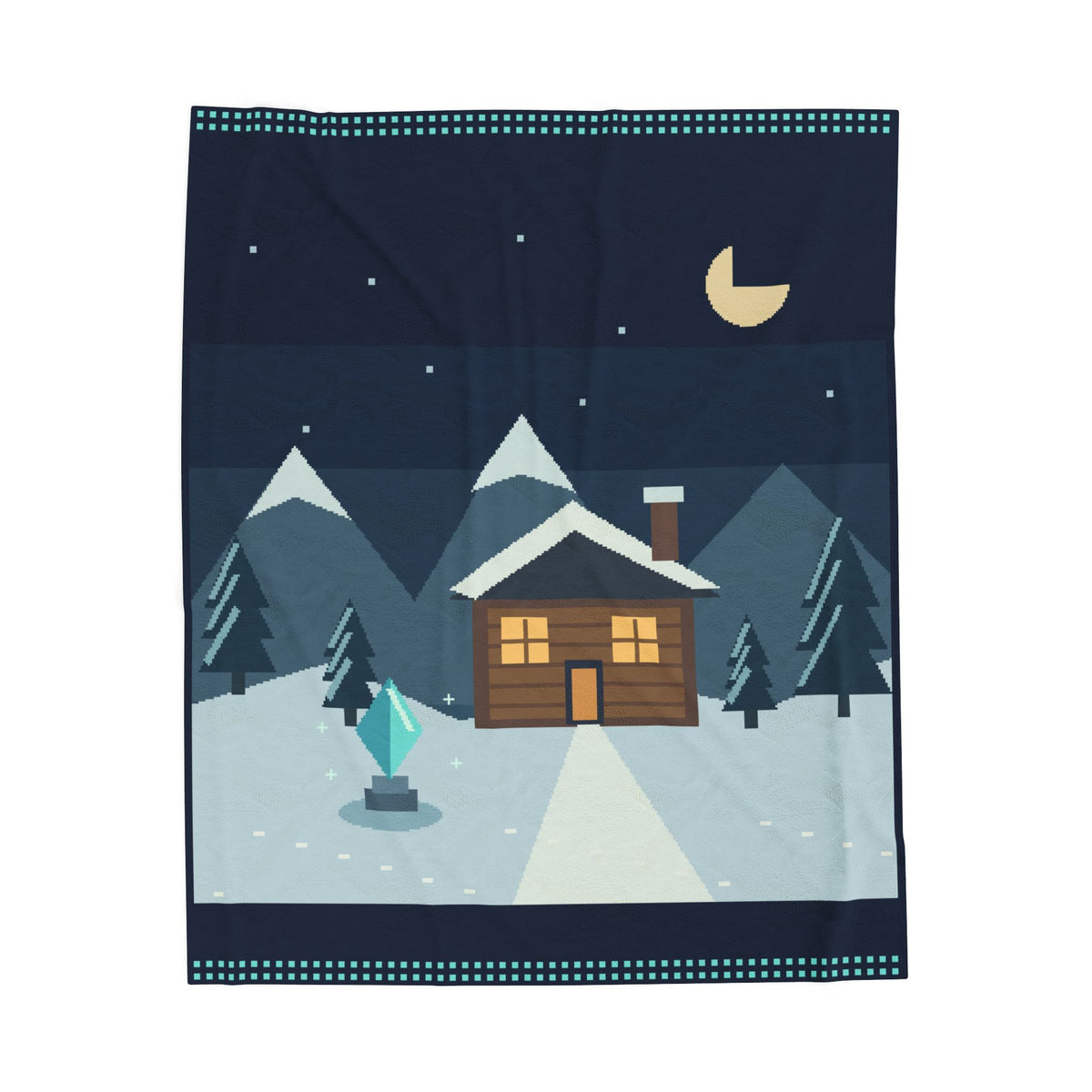 Snow Save Point Pixel Art Plush Blanket — Winter & Cozy — original Wear8bit pixel-art product design, product image 2, digital mockup