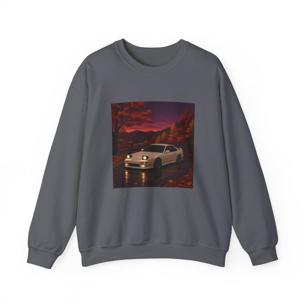 Amber Overdrive Pixel Art Crewneck Sweatshirt — Fall & Cozy — original Wear8bit pixel-art product design, product image 3, digital mockup