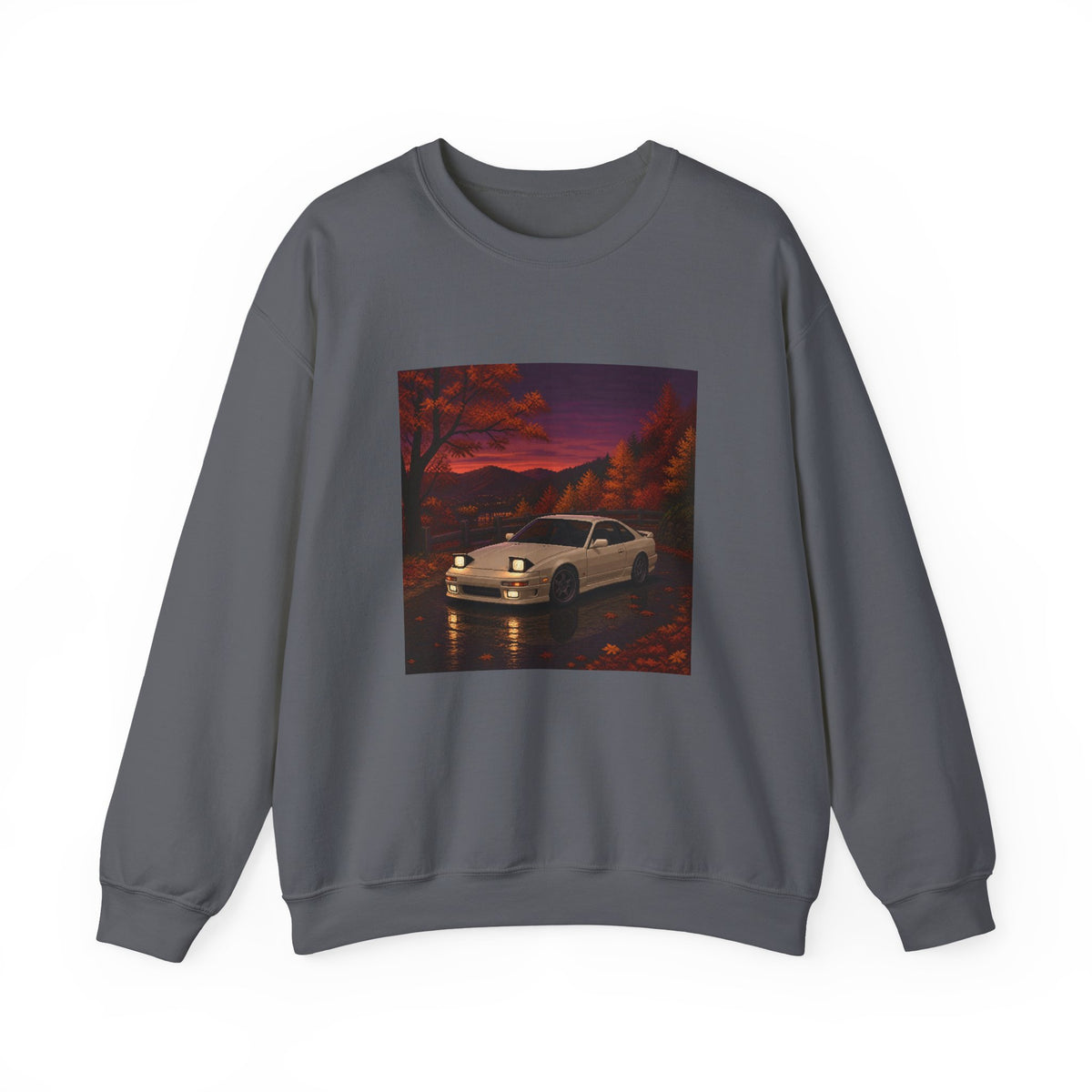 Amber Overdrive Pixel Art Crewneck Sweatshirt — Fall & Cozy — original Wear8bit pixel-art product design, product image 3, digital mockup
