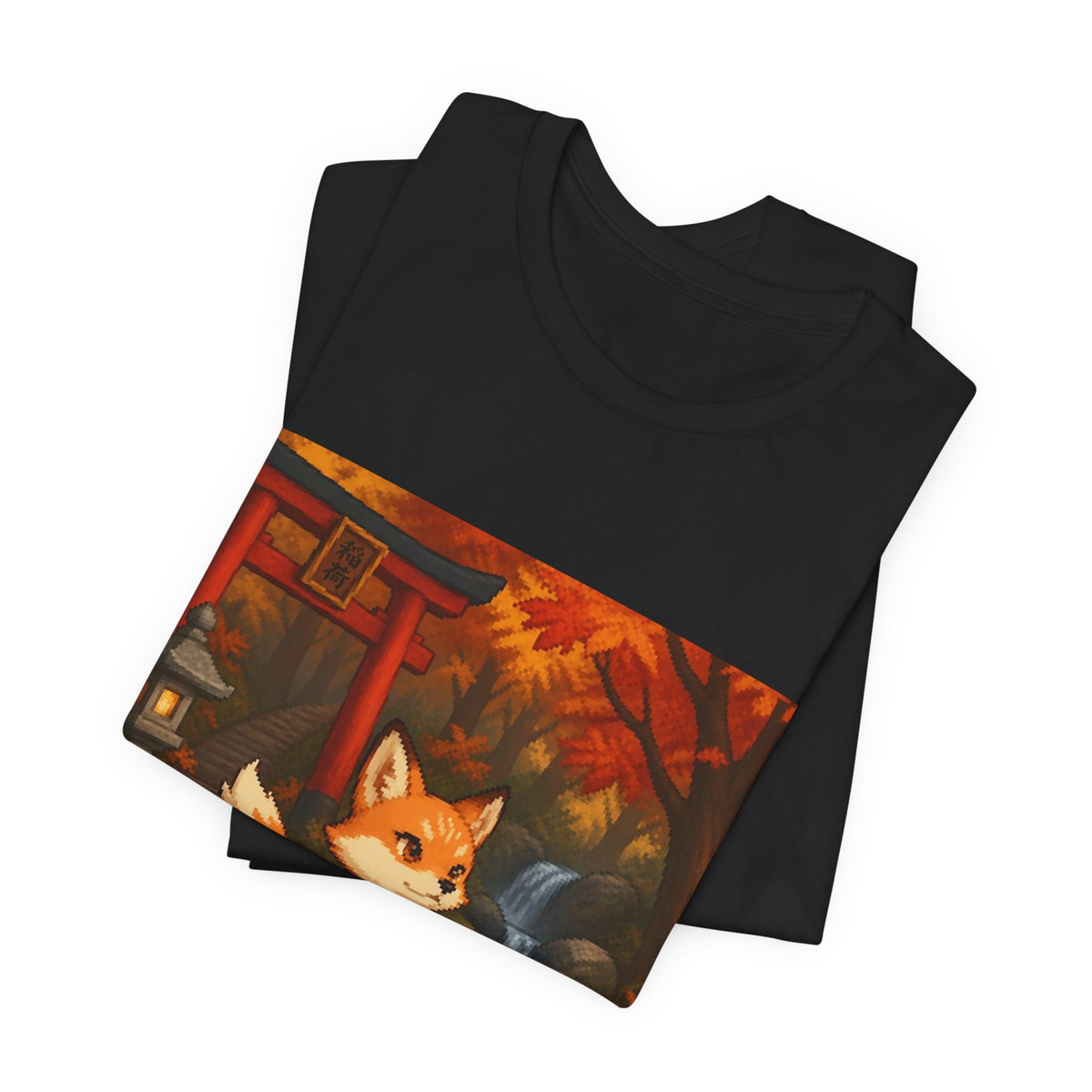 Kitsune Tee — original Wear8bit pixel-art product design, product image 4, digital mockup