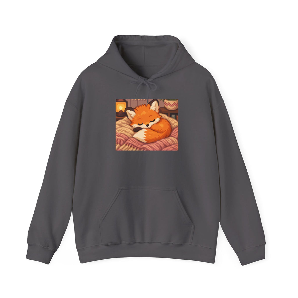 Baby Fox Pixel Art Fleece Hoodie — Winter & Cozy — original Wear8bit pixel-art product design, product image 3, digital mockup