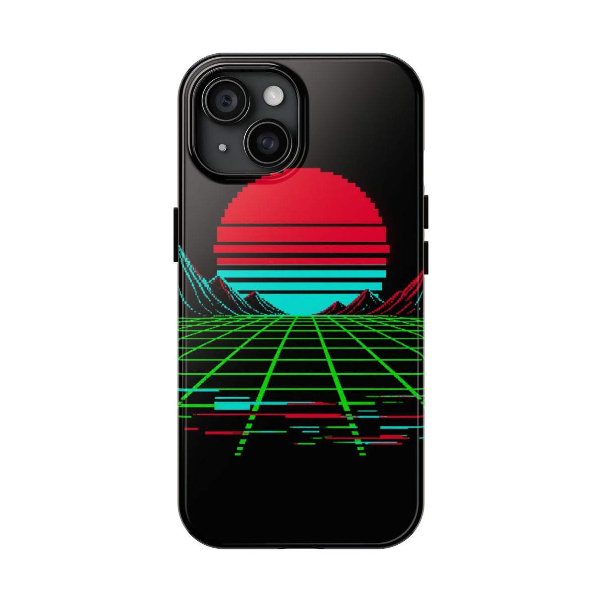 Arcade Cabinet Phone Case — Neon Pixel Art Sunset Case, Retro Gaming Phone Case — original Wear8bit pixel-art product design, product image 3, digital mockup