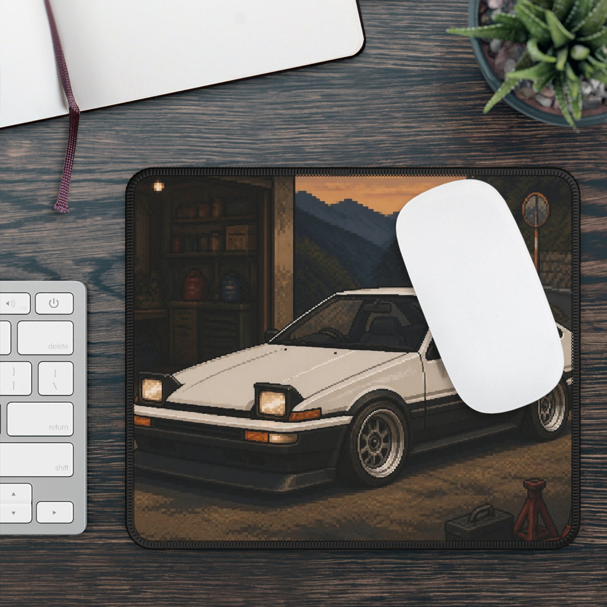 Dusk Beltline Pixel Art Mousepad — 90s Night Drive — original Wear8bit pixel-art product design, product image 4, digital mockup