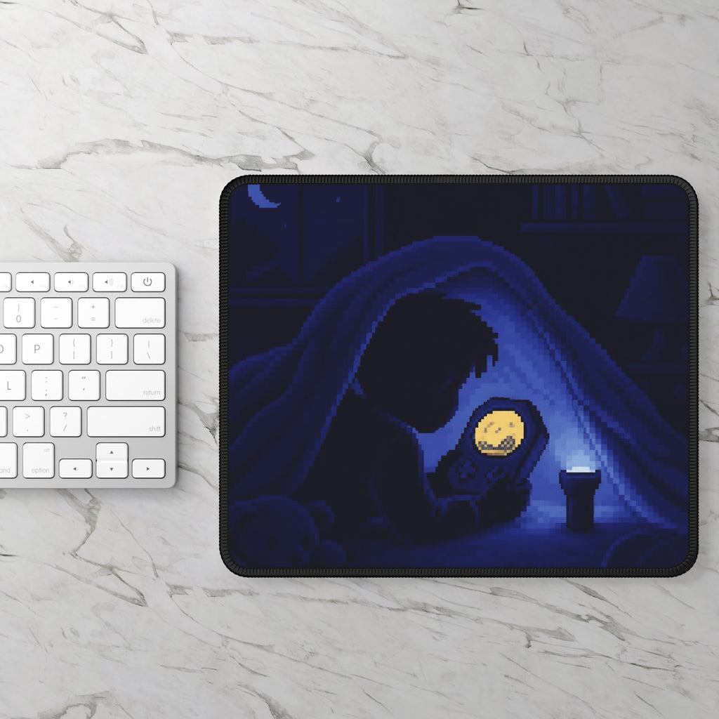 Shelf Flat-Lay Mousepad — Retro Handheld Collection Pixel Art Desk Mat — original Wear8bit pixel-art product design, product image 3, digital mockup