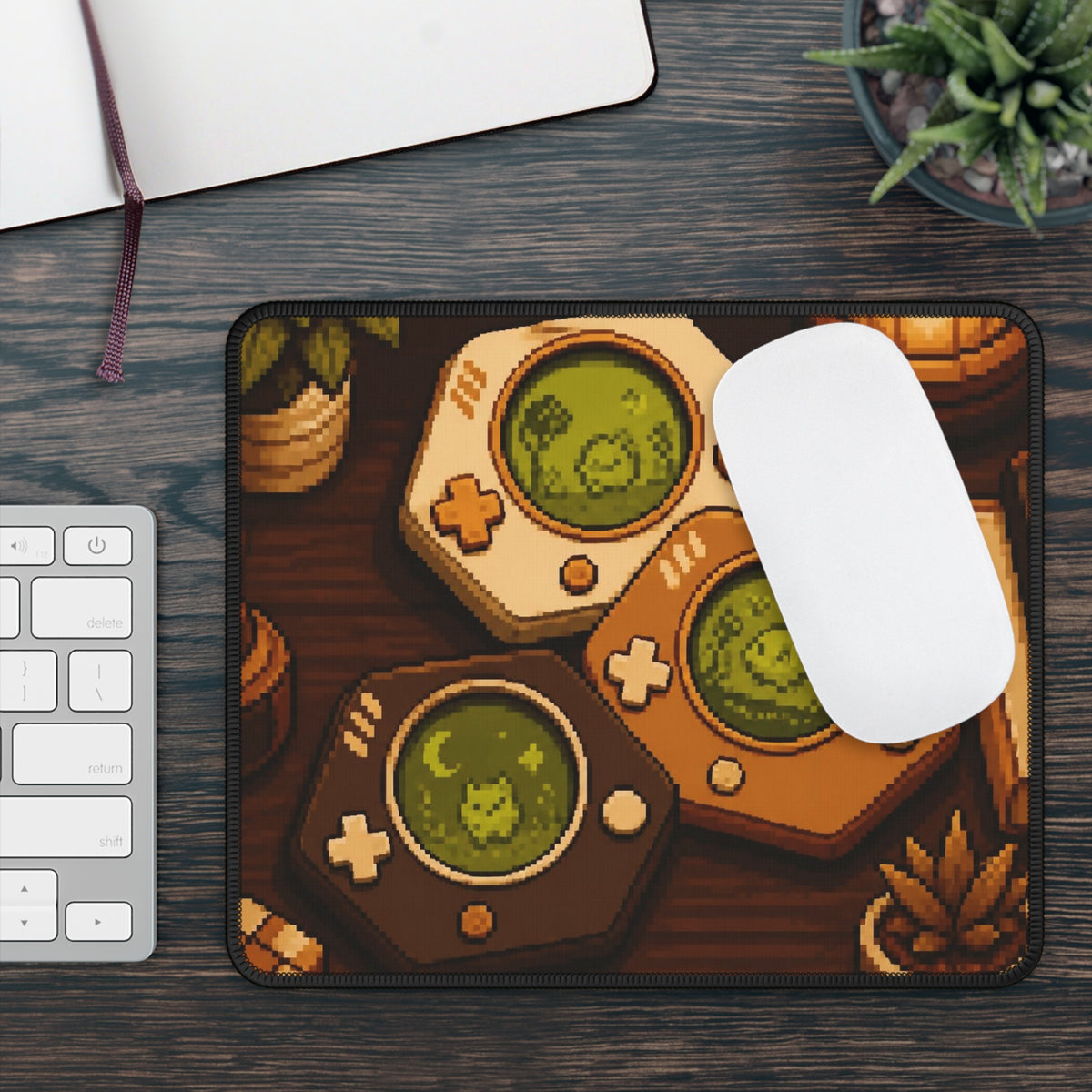 Cartridge Set Mousepad — Original Retro Cartridge Pixel Art Desk Mat — original Wear8bit pixel-art product design, product image 4, digital mockup