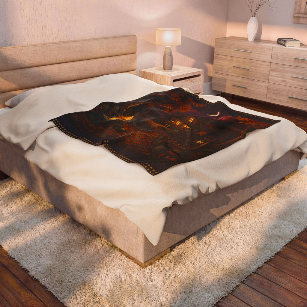 Amber Save Point Pixel Art Plush Blanket — Fall & Cozy — original Wear8bit pixel-art product design, product image 5, digital mockup