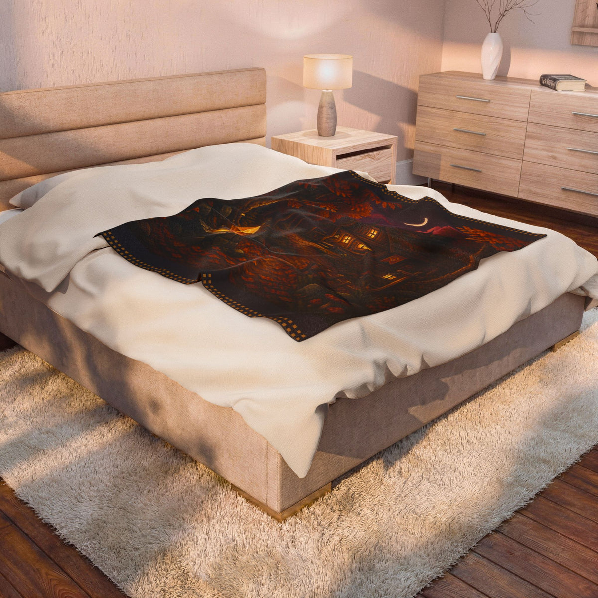 Amber Save Point Pixel Art Plush Blanket — Fall & Cozy — original Wear8bit pixel-art product design, product image 5, digital mockup