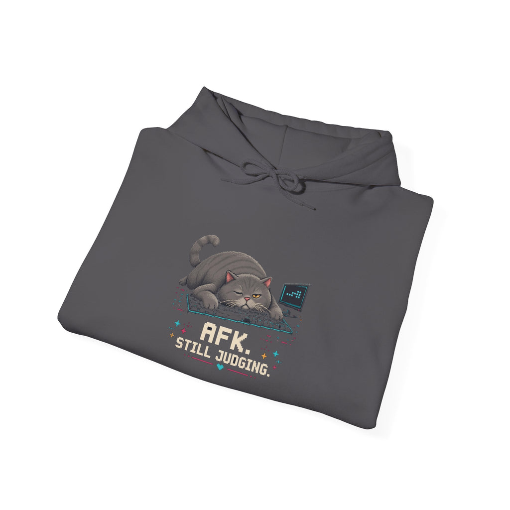 Afk. Still Judging. Gaming Cat Fleece Hoodie — Wear8bit — supplier digital product render, angle 8