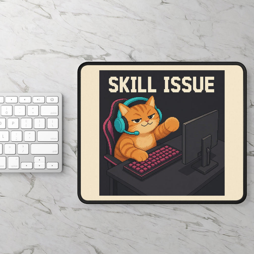 Skill Issue Gaming Cat Gaming Mousepad — Wear8bit — supplier digital product render, angle 2