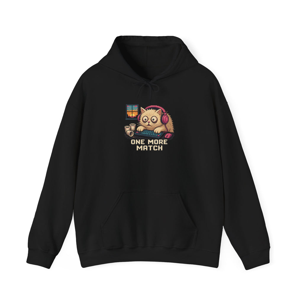 One More Match Gaming Cat Fleece Hoodie — Wear8bit — supplier digital product render, angle 1