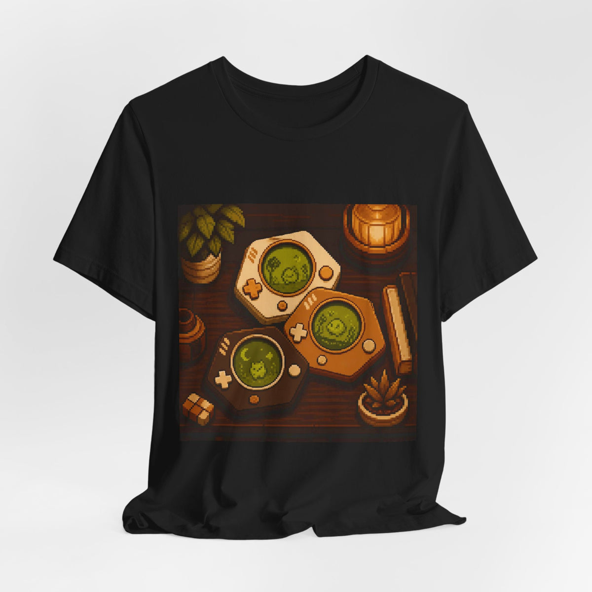 Cartridge Set Graphic Tee — Original Retro Cartridge Pixel Art Shirt — original Wear8bit pixel-art product design, product image 5, digital mockup