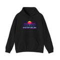 System Online Hoodie — Synthwave Pixel Art Wordmark Pullover, Retro Gaming Merch — original Wear8bit pixel-art product design, product image 2, digital mockup