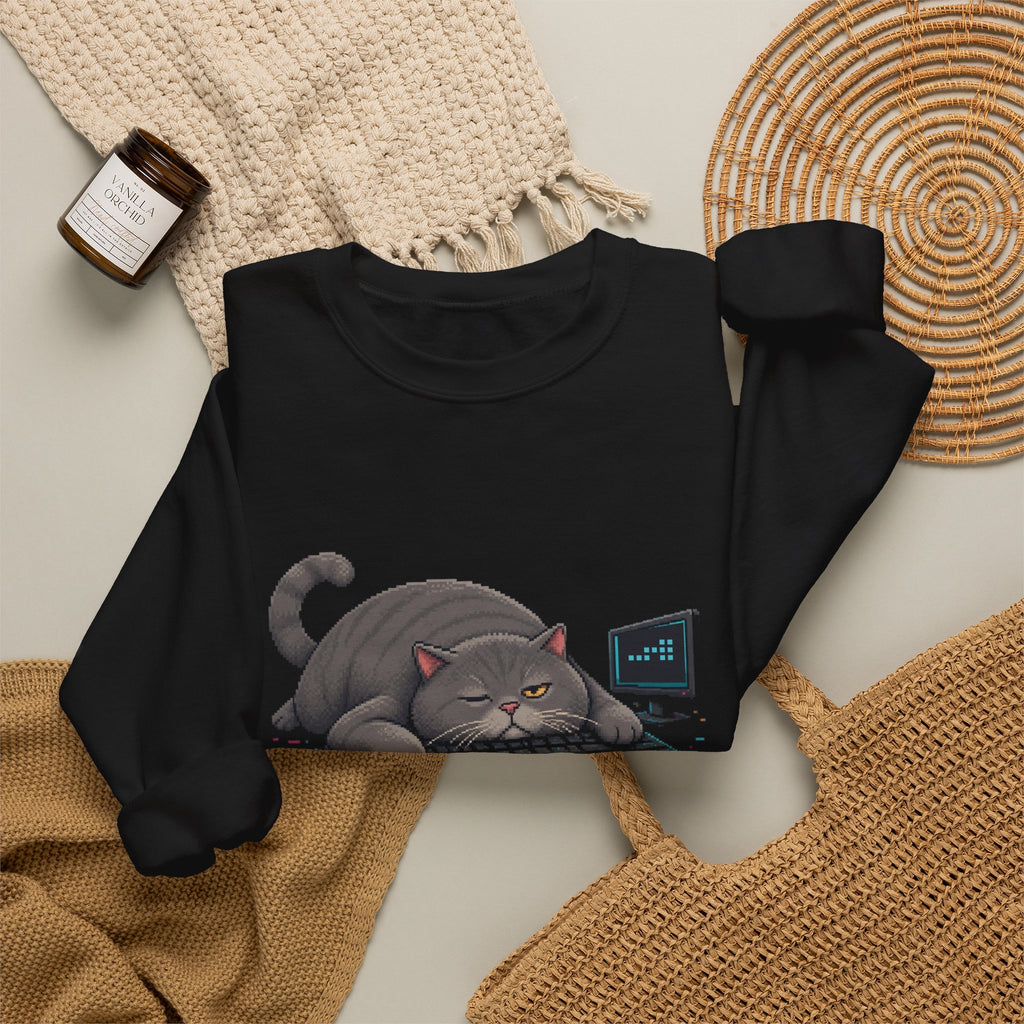 Afk. Still Judging. Gaming Cat Crewneck Sweatshirt — Wear8bit — supplier digital product render, angle 5