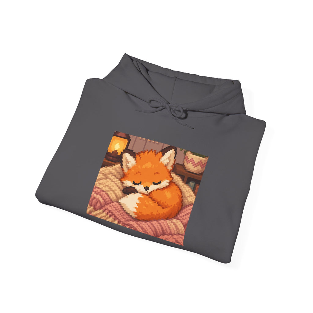 Baby Fox Pixel Art Fleece Hoodie — Winter & Cozy — original Wear8bit pixel-art product design, product image 9, digital mockup