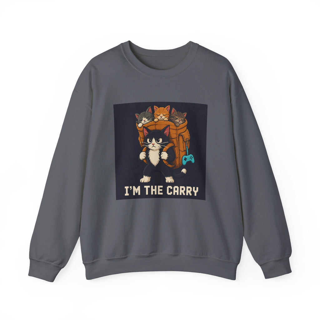 I'M The Carry Gaming Cat Crewneck Sweatshirt — Wear8bit — supplier digital product render, angle 2