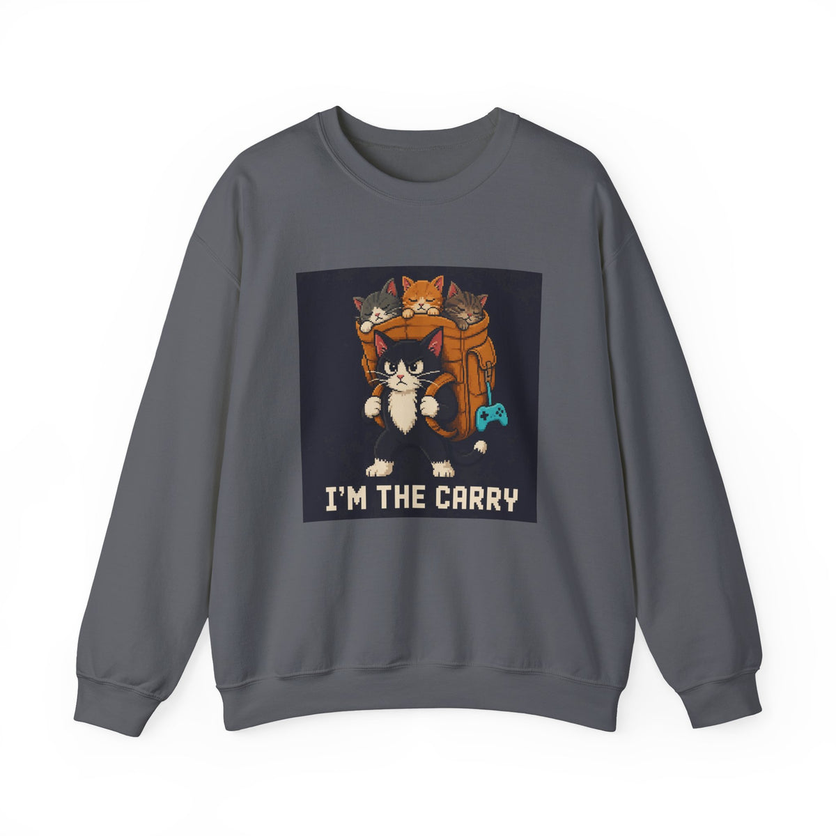 I'M The Carry Gaming Cat Crewneck Sweatshirt — Wear8bit — supplier digital product render, angle 2