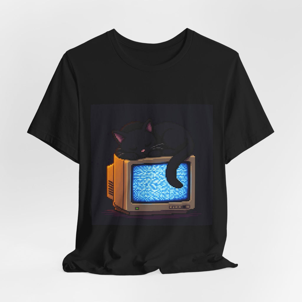 CRT Cat Tee — original Wear8bit pixel-art product design, product image 5, digital mockup