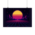 Synthwave Sunset Grid Poster — Retro 80s Neon Wall Art, CRT Glitch Print — original Wear8bit pixel-art product design, product image 2, digital mockup