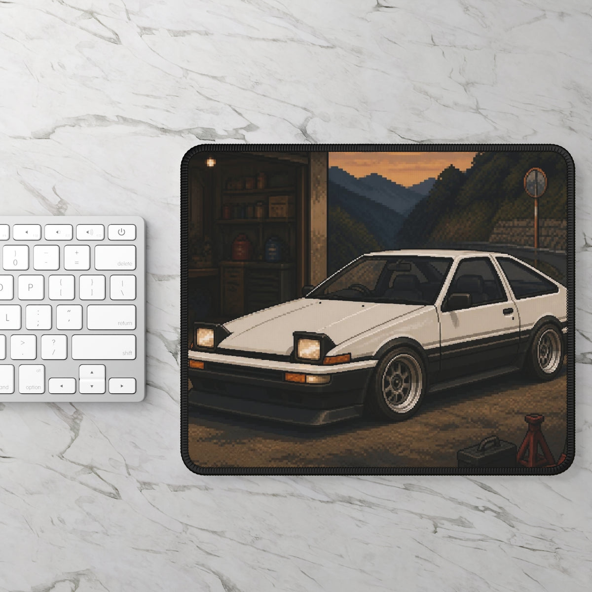 Dusk Beltline Pixel Art Mousepad — 90s Night Drive — original Wear8bit pixel-art product design, product image 3, digital mockup