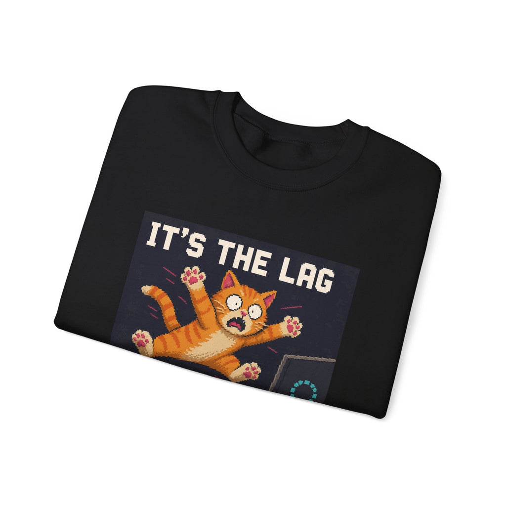 It'S The Lag Gaming Cat Crewneck Sweatshirt — Wear8bit — supplier digital product render, angle 4