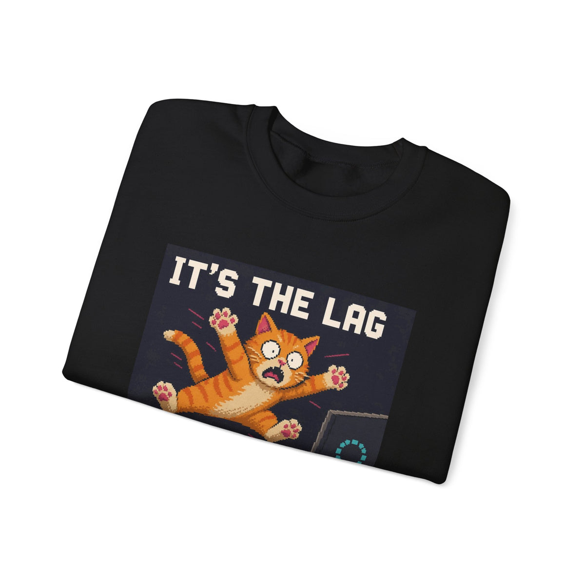 It'S The Lag Gaming Cat Crewneck Sweatshirt — Wear8bit — supplier digital product render, angle 4