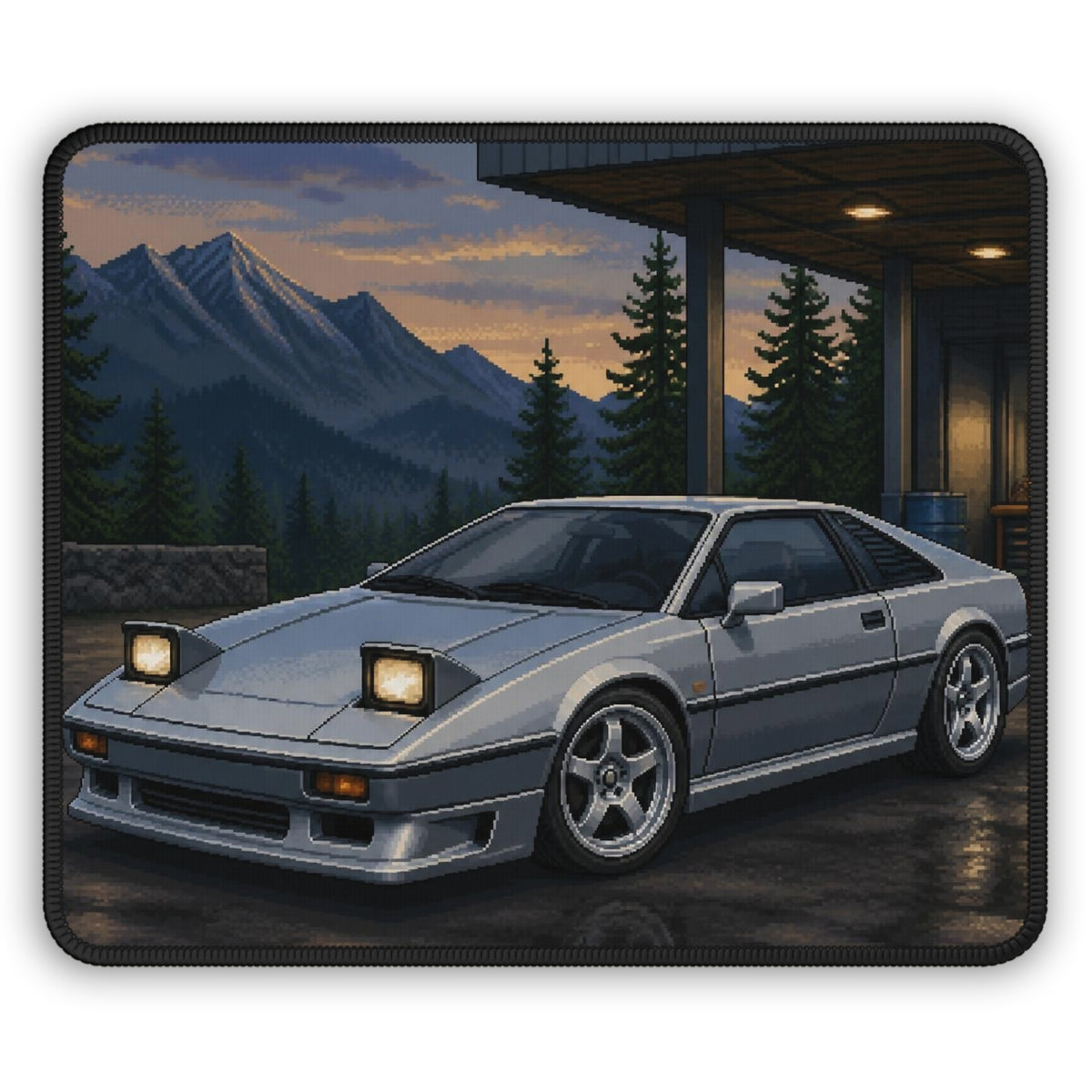 Silver Switchback Pixel Art Mousepad — 90s Night Drive — original Wear8bit pixel-art product design, product image 2, digital mockup