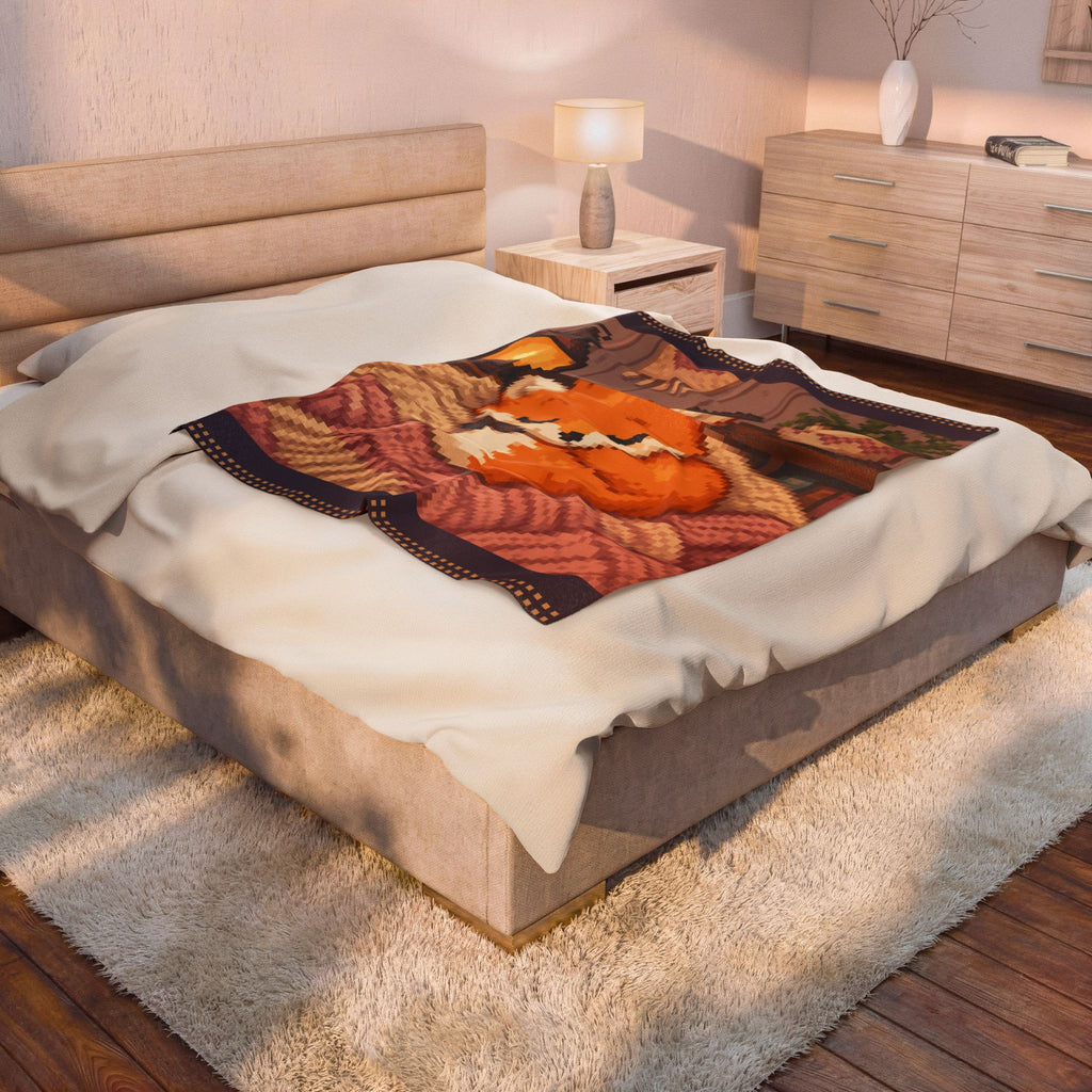 Baby Fox Pixel Art Plush Blanket — Winter & Cozy — original Wear8bit pixel-art product design, product image 5, digital mockup