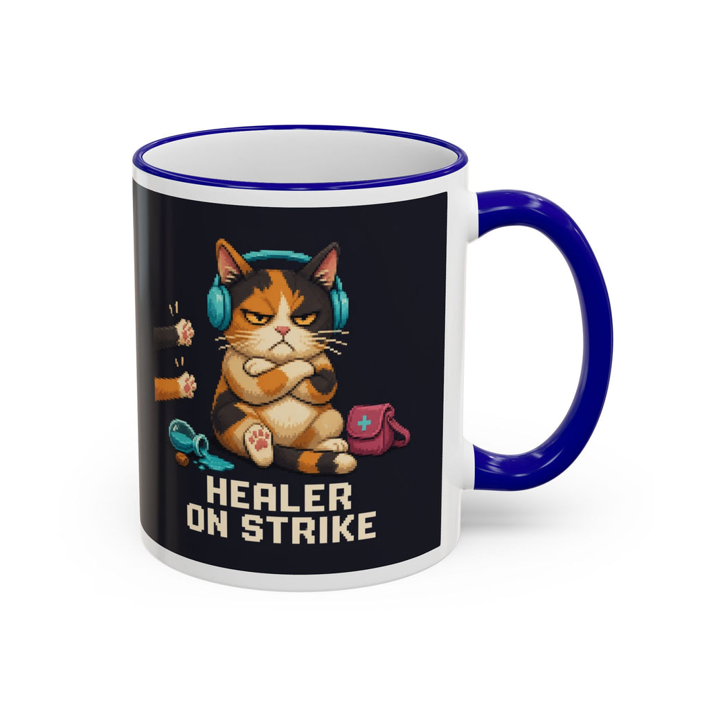 Healer On Strike Gaming Cat Accent Mug — Wear8bit — supplier digital product render, angle 4