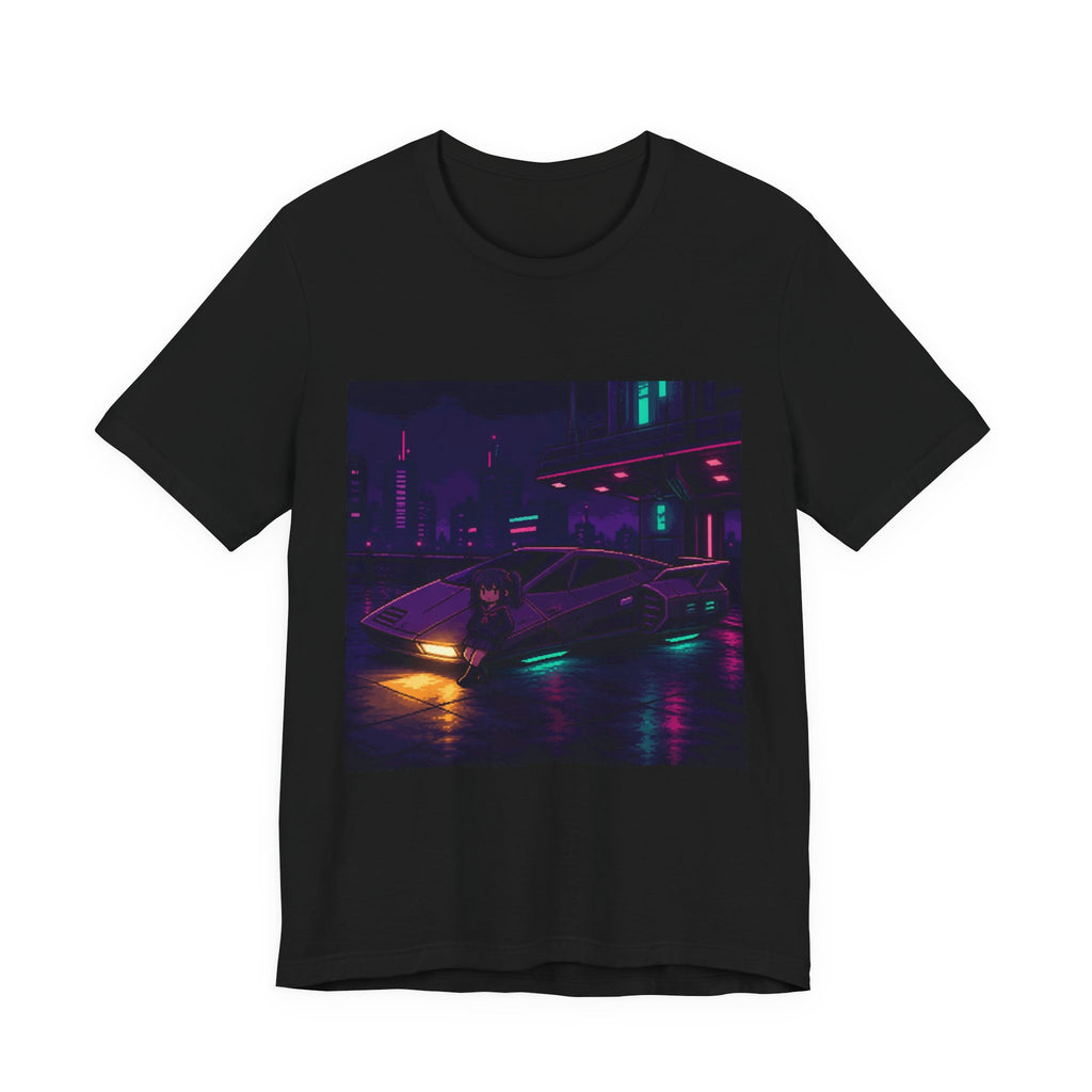 Midnight Tuner Graphic Tee — Original JDM Pixel Art Shirt, Night Drift Tee — original Wear8bit pixel-art product design, product image 2, digital mockup