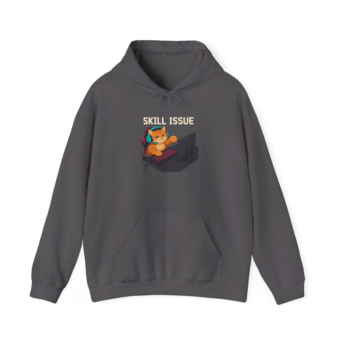 Skill Issue Gaming Cat Fleece Hoodie — Wear8bit — supplier digital product render, angle 2