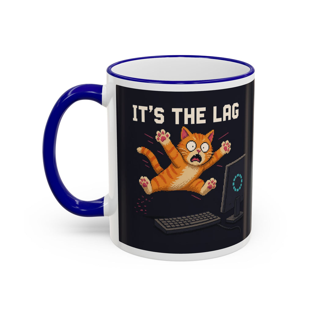 It'S The Lag Gaming Cat Accent Mug — Wear8bit — supplier digital product render, angle 3