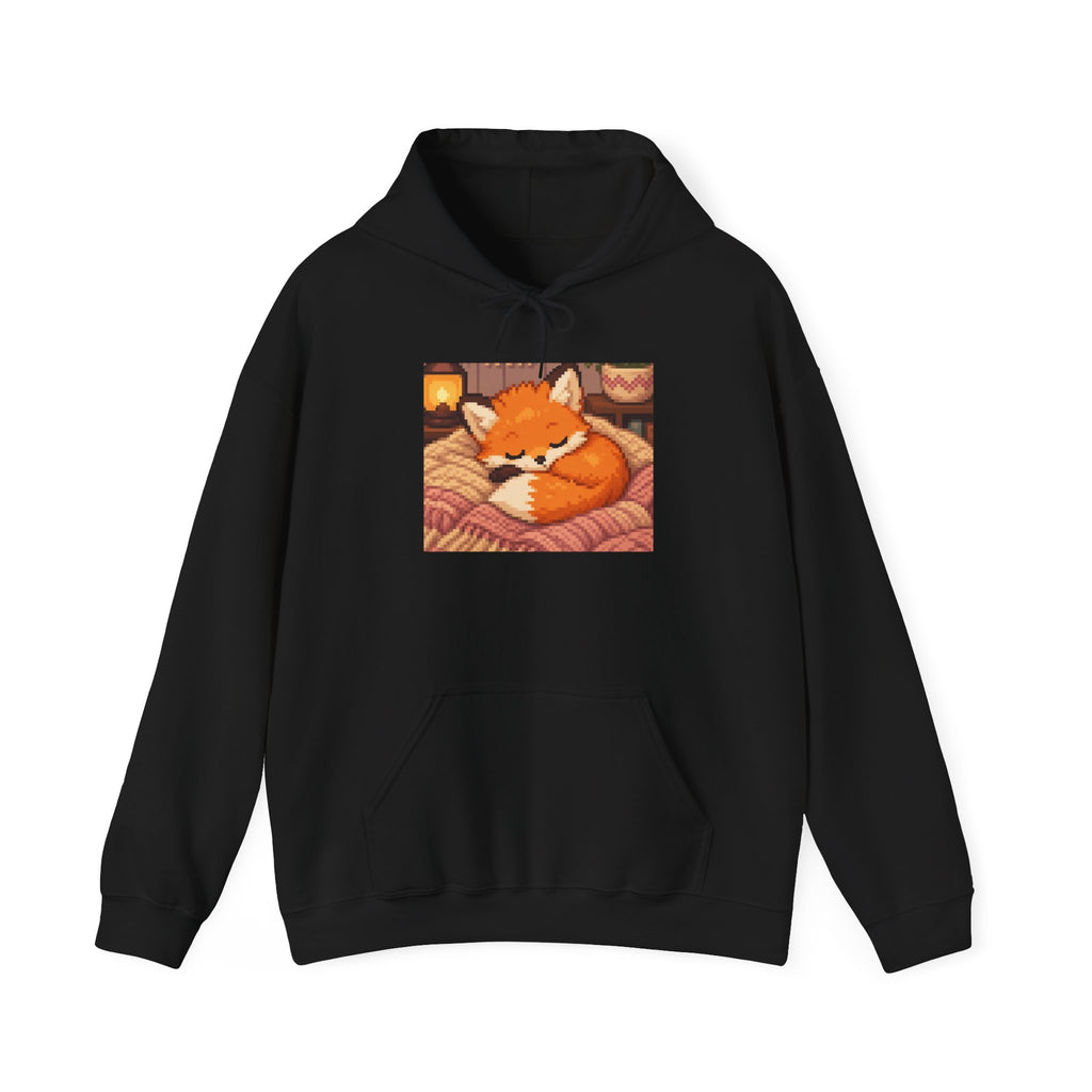 Baby Fox Pixel Art Fleece Hoodie — Winter & Cozy — original Wear8bit pixel-art product design, product image 2, digital mockup