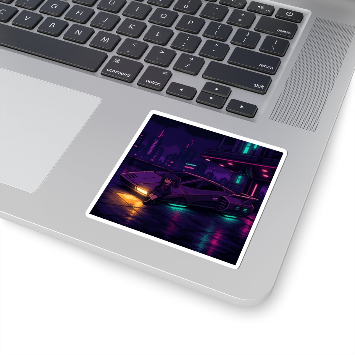 Midnight Tuner Sticker — Original JDM Pixel Art Decal, Night Drift Vinyl Sticker — original Wear8bit pixel-art product design, product image 3, digital mockup