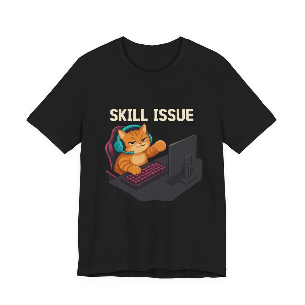 Skill Issue Gaming Cat T-Shirt — Wear8bit — supplier digital product render, angle 1