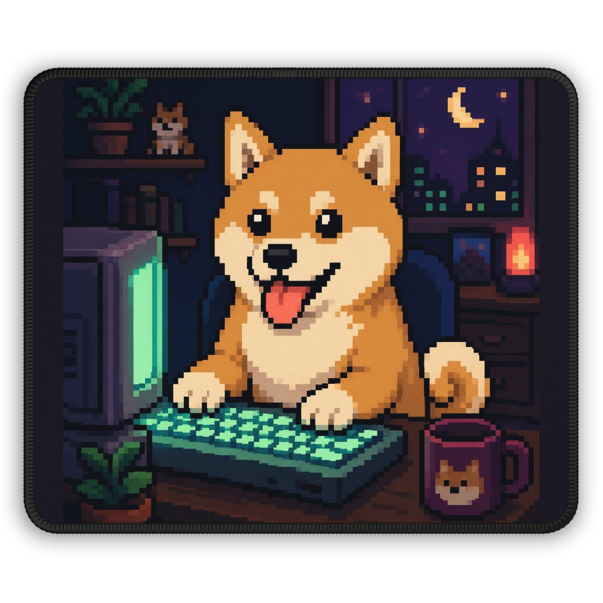 Shiba Desk Mousepad — original Wear8bit pixel-art product design, product image 2, digital mockup