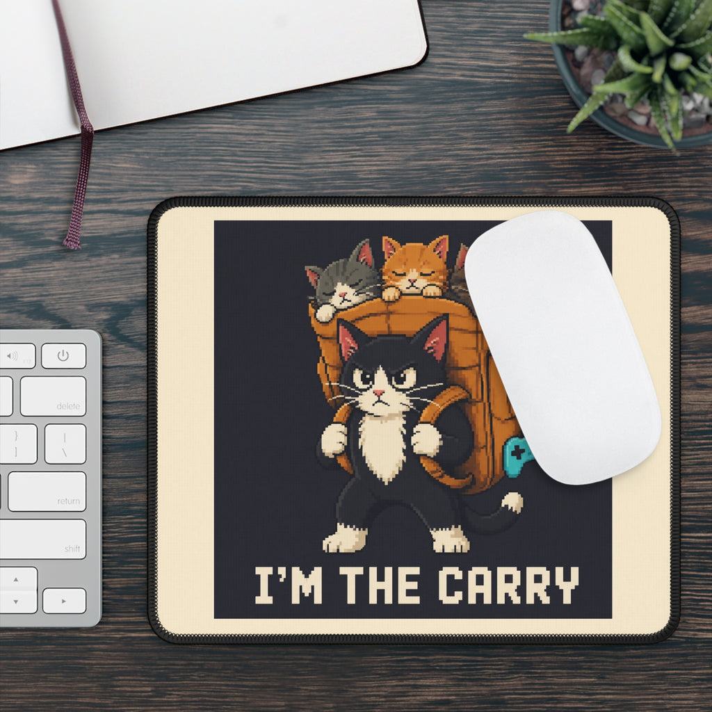 I'M The Carry Gaming Cat Gaming Mousepad — Wear8bit — supplier digital product render, angle 3