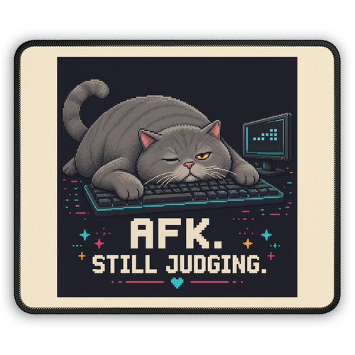 Afk. Still Judging. Gaming Cat Gaming Mousepad — Wear8bit — supplier digital product render, angle 1