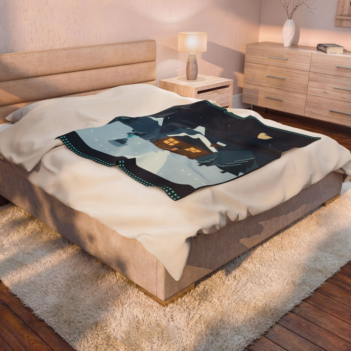 Snow Save Point Pixel Art Plush Blanket — Winter & Cozy — original Wear8bit pixel-art product design, product image 5, digital mockup