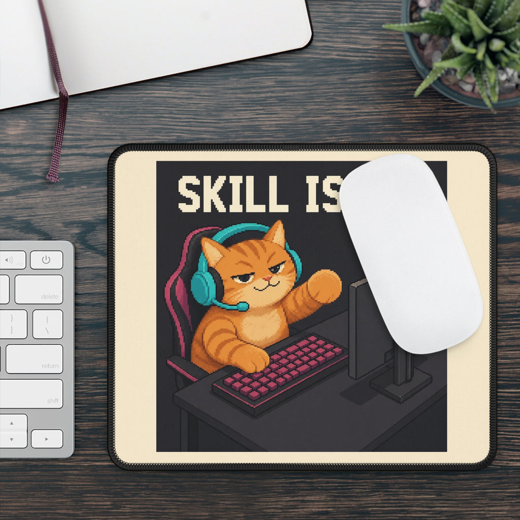 Skill Issue Gaming Cat Gaming Mousepad — Wear8bit — supplier digital product render, angle 3