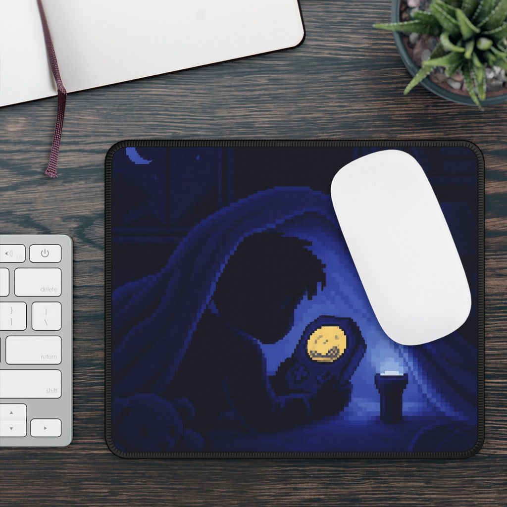 Shelf Flat-Lay Mousepad — Retro Handheld Collection Pixel Art Desk Mat — original Wear8bit pixel-art product design, product image 4, digital mockup