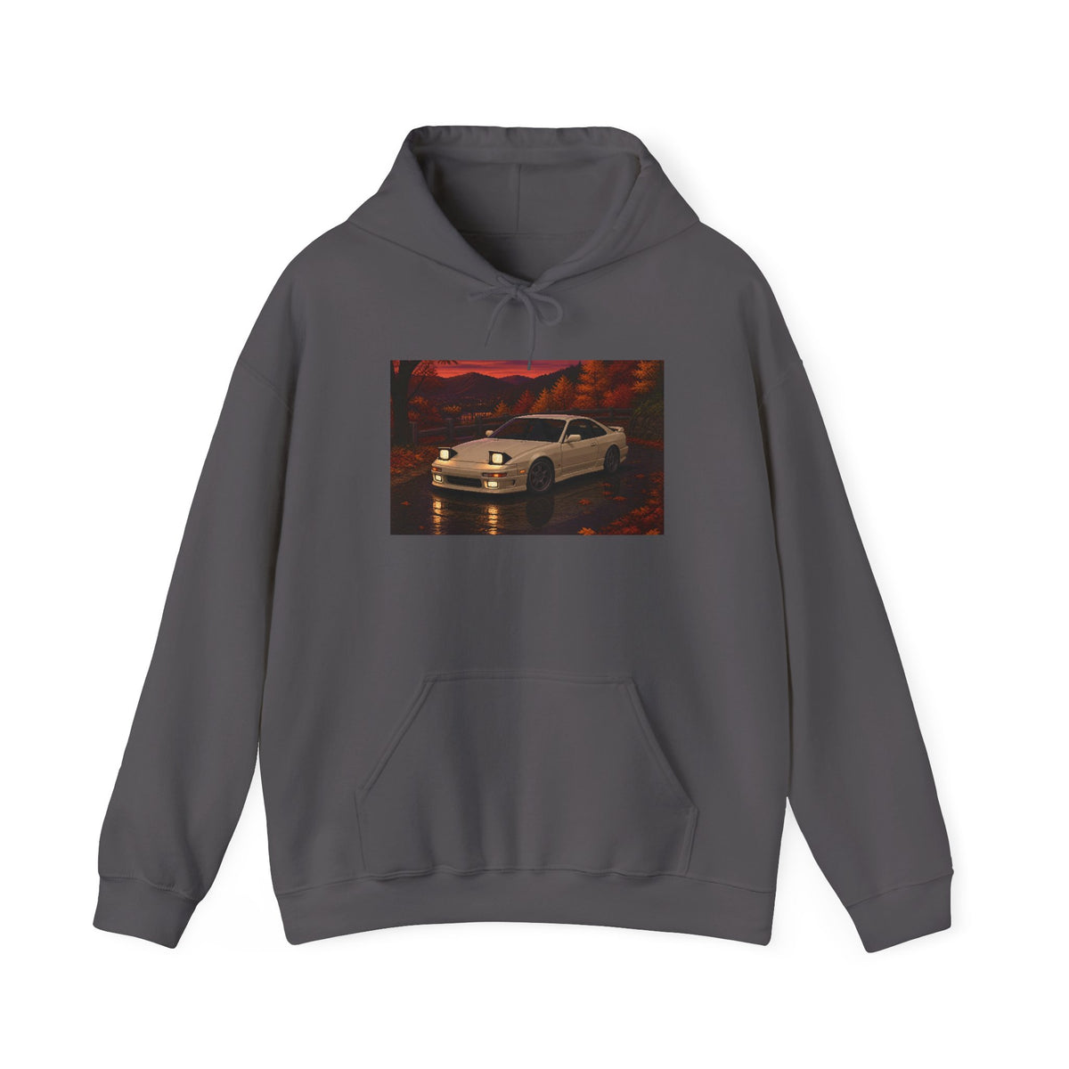 Amber Overdrive Pixel Art Fleece Hoodie — Fall & Cozy — original Wear8bit pixel-art product design, product image 3, digital mockup