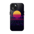 Grid Horizon Phone Case — Synthwave Pixel Art Case, Retro Gaming Phone Case — original Wear8bit pixel-art product design, product image 3, digital mockup