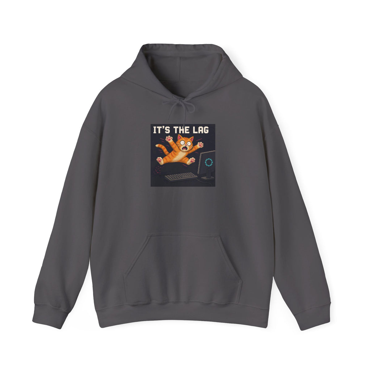 It'S The Lag Gaming Cat Fleece Hoodie — Wear8bit — supplier digital product render, angle 2